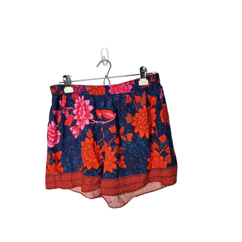 Anthropologie Ett Twa Women Medium Wynnewood High Rise Floral Shorts Pockets Red
